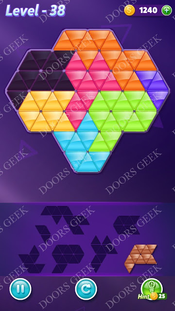 Block! Triangle Puzzle Advanced Level 38 Solution, Cheats, Walkthrough for Android, iPhone, iPad and iPod