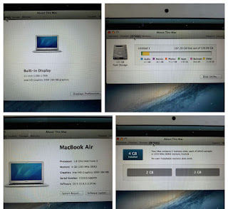 Laptop MacBook Air 11-inch A1370 Core i5 1.6GHz RAM 4GB SSD 128GB Seken Mulus