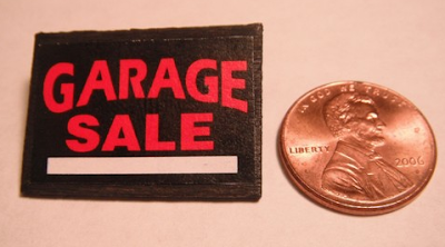 miniature garage sale sign