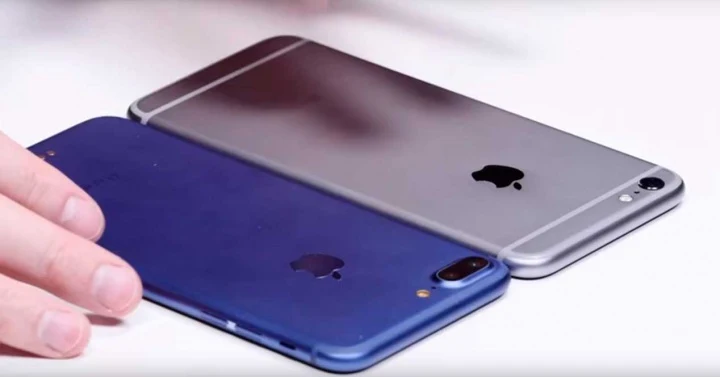 Maqueta del  iPhone 7 Plus azul y detalles de su RAM