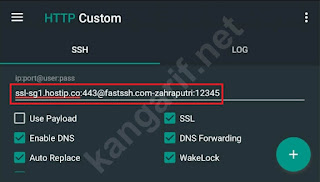 isi detail akun ssh ssl