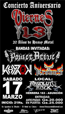 20 Años de Heavy Metal en Paraguay Viernes 13 Concierto Aniversario 2018