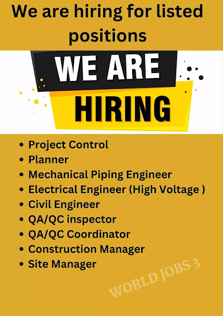 We are hiring for listed positions