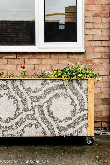 diy tile trough planter box with tiles