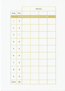 Minigolf scorecard from the Hole 19 pop-up bar and minigolf course in Los Angeles, USA 