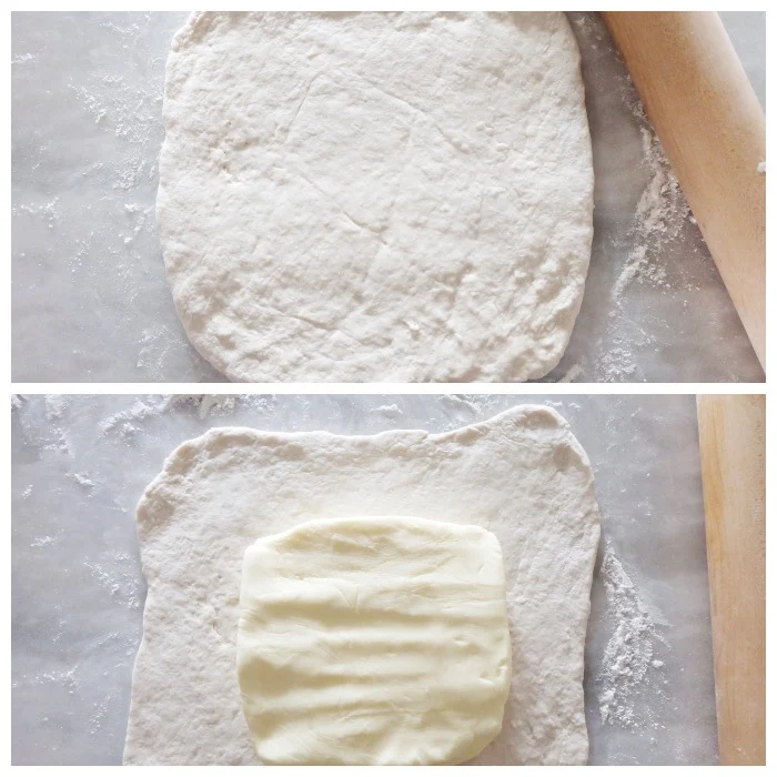 initial rolling and adding butter square