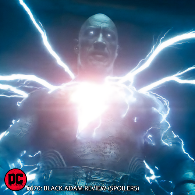 The Rock as Black Adam Surrounded by Lightning | Text: DC on SCREEN #670 Black Adam Review (Spoilers)