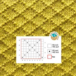 Diamond stitch Knit Purl, Simple knitting pattern
