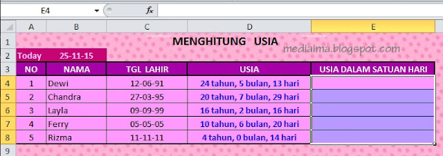 Cara Menghitung Usia dalam Format Satuan Hari