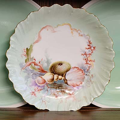 Jeanne Selep limoge china hand painted shell plate
