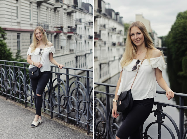 how to style a white off shoulder top, mango, zara, gina tricot