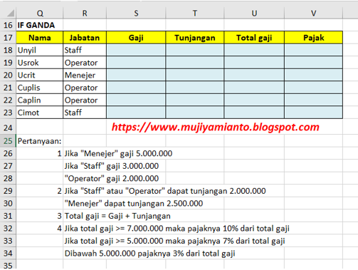 soal excel rumus if