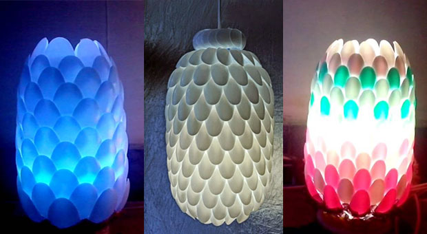 Kreasi Membuat Lampu Hias Dari Botol Dan Sendok Plastik 