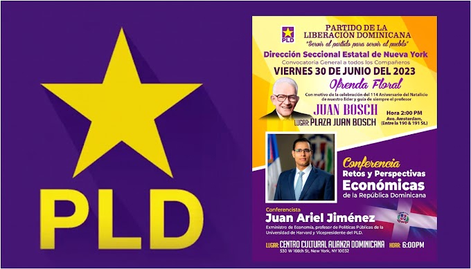 Dirección Seccional PLD NY convoca conferencia con Juan Ariel Jiménez y ofrenda a Bosch por 114 natalicio este viernes 30 de junio