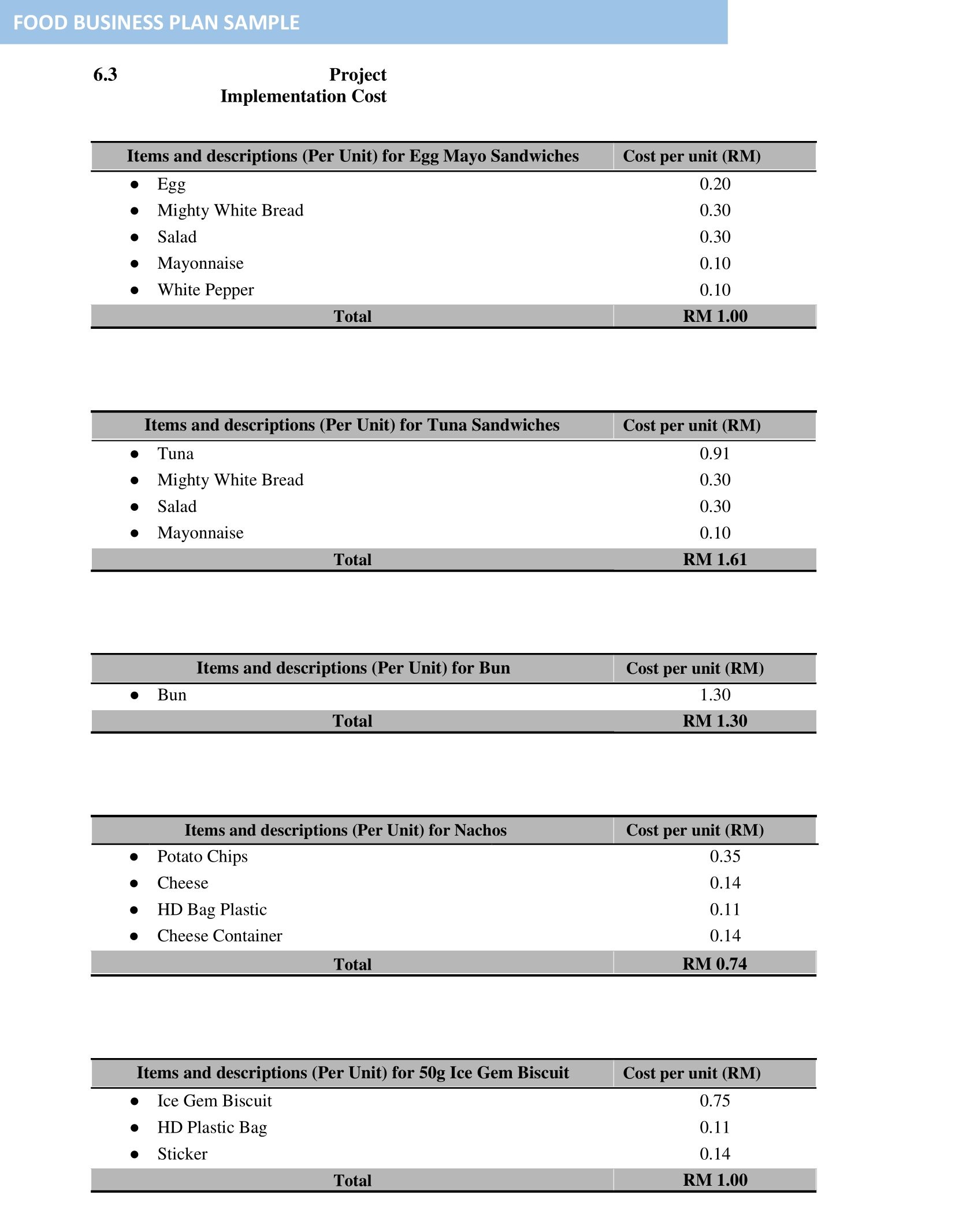 Project Implementation Chart For Business Plan