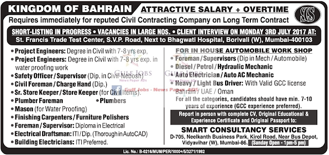 SCS Bahrain Large Job Opportunities