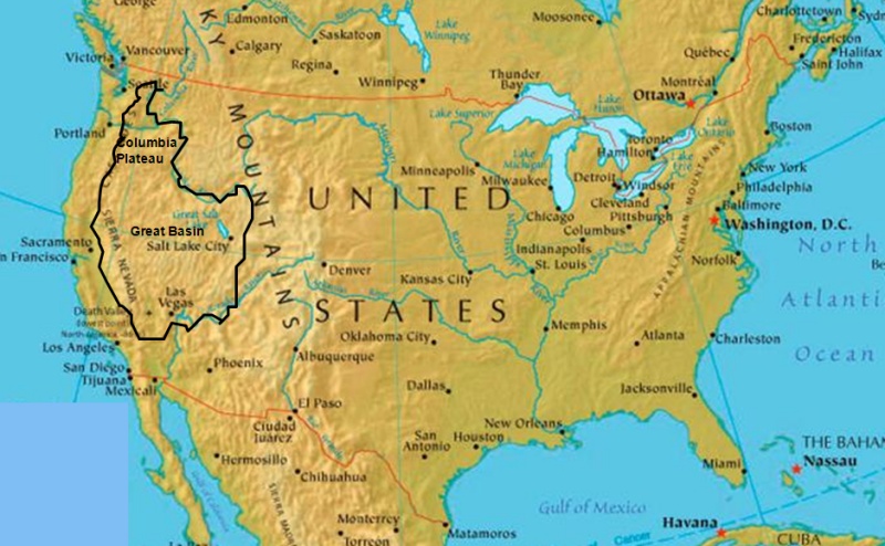 Map United States Physical Features The Great Basin