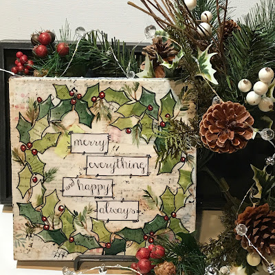 heartfelt painting, holly berry wreath