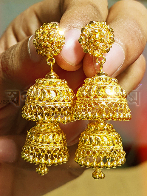 ১০ আনা নতুন কানের দুল ২২ ক্যারেট দেখুন (Latest 10 Ana/Gram Gold Earring) 18/21/22/24 Karat KDM Price in BD Buy Online