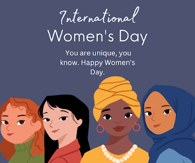 Image of happy women's day message colleagues