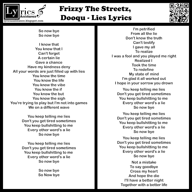 Frizzy The Streetz, Dooqu - Lies Lyrics | lyricsassistance.blogspot.com