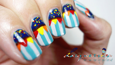 Lacqueerisa: Circus Themed Hot Air Balloon Inspired Nail Art