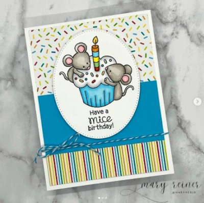 Have a mice day by Mary H. features Birthday Party and Birthday Mice by Newton's Nook Designs; #inkypaws, #newtonsnook, #birthdaycards, #cardchallenge, #cardmaking, #micecards,