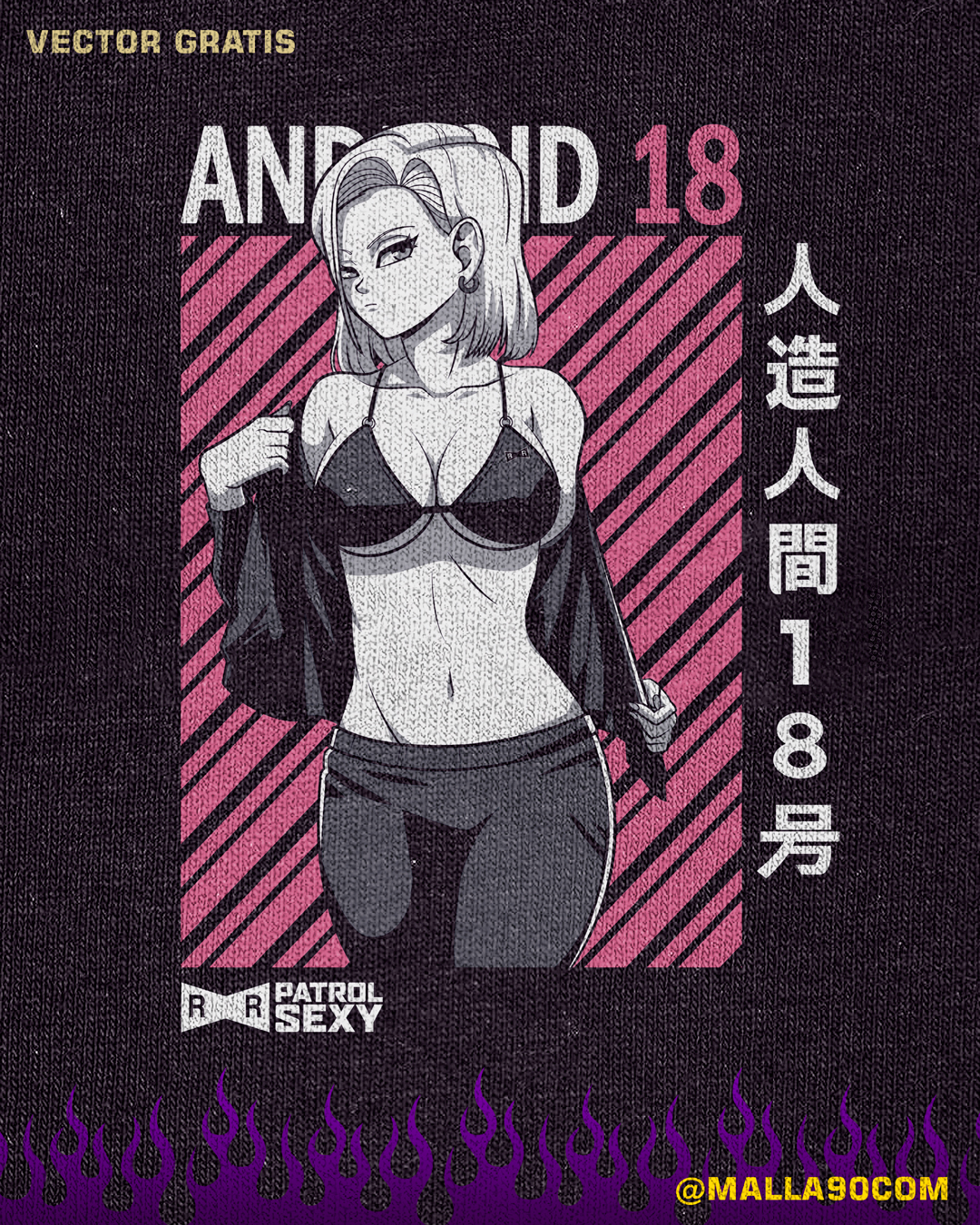 vector gratis de anime daron ball androide 18