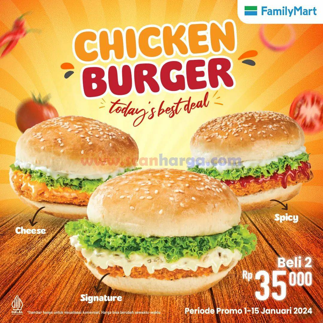 Promo FamilyMart Chicken Burger Beli 2 Hanya Rp 35.000