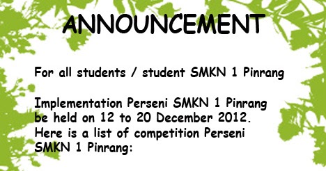 Contoh Announcement Public Place - Contoh Miri