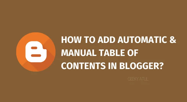 How to add table of contents in blogger?