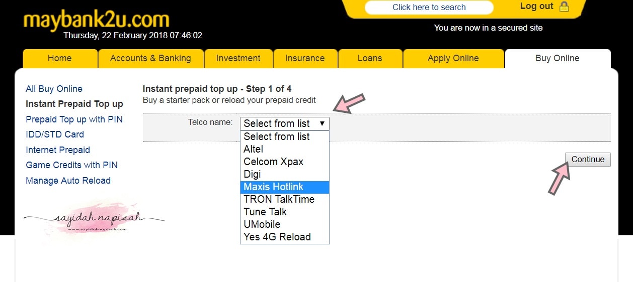 Cara Topup Online Guna Maybank2u | Maxis/Celcom/DIGI/UMobile/etc.