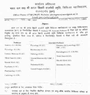 CG RAJNANDGAON MEDICAL COLLEGE VACANCY 2023 | छत्तीसगढ़ के राजनांदगांव मेडिकल कॉलेज में 63 पदों की वेकेंसी