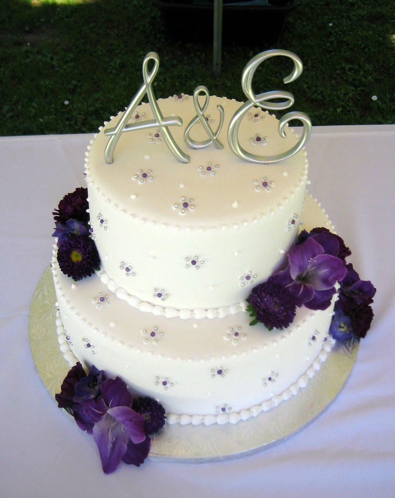 Silver & Purple Wedding Cake