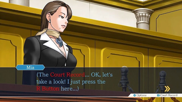 Phoenix Wright Ace Attorney Trilogy Switch Mia Fey Court Record R button monologue