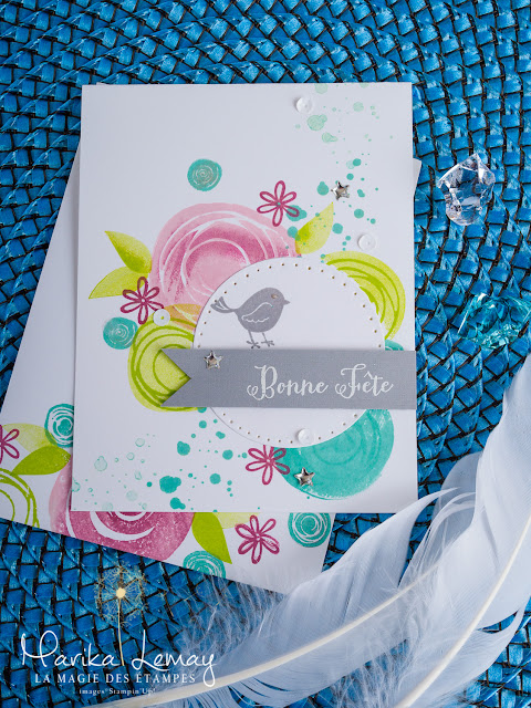 carte avec le jeu swirly bird stampinup