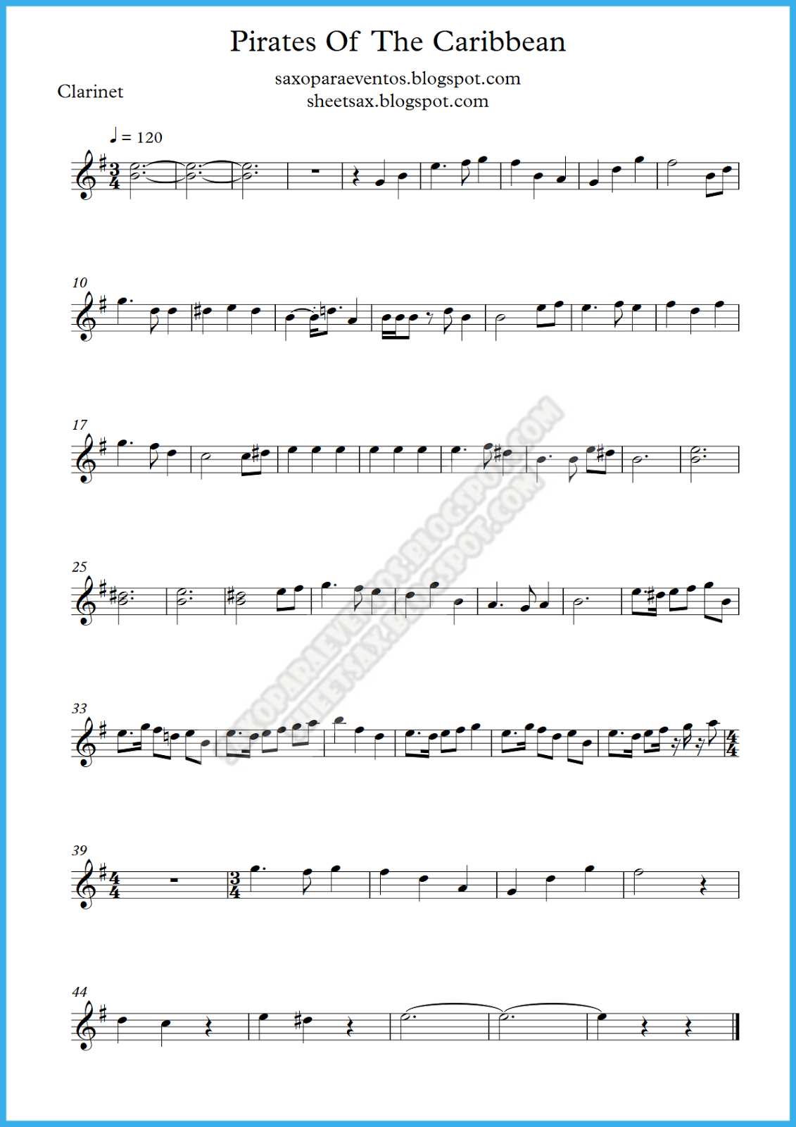 Pirates of the Caribbean music score and playalong for wind quintet