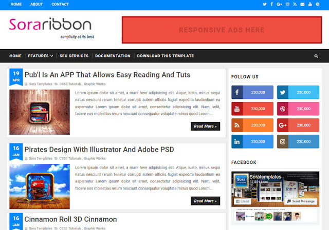 Sora Ribbon Blogger Template