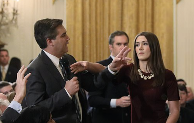 White House blasts 'grandstanding' CNN for lawsuit demanding Jim Acosta get back his press credentials after he was banned for clashing with female intern over press conference microphone