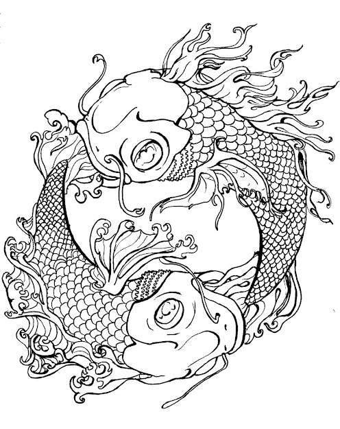 Japanese Koi Coloring Pages
