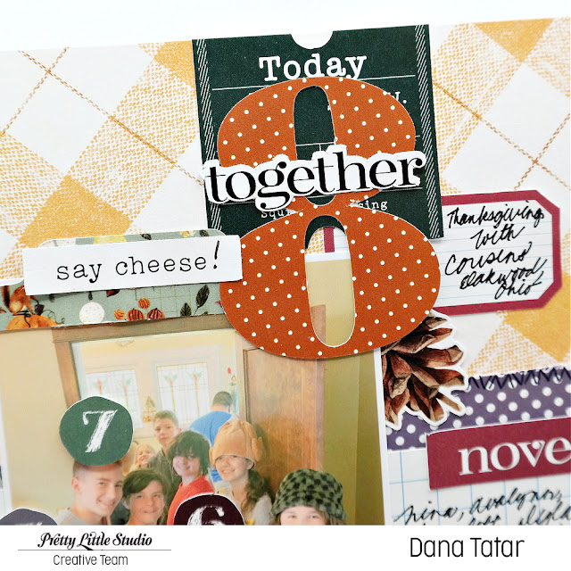 Layered Die-Cut Together Title on a Thanksgiving Scrapbook Layout