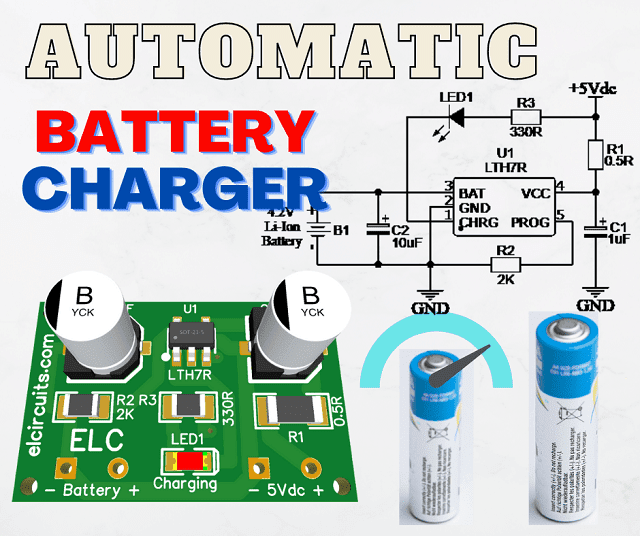 Automatic Programmable 4.2V Battery Charge, Current up to 500mA using LTH7R IC with PCB