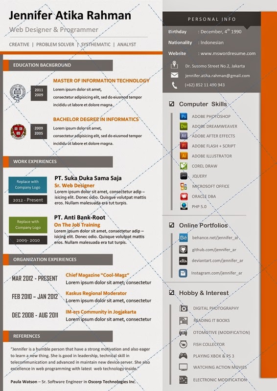 Desain CV Kreatif: Valion - Contoh Curriculum Vitae Kreatif