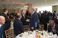  Ban Ki-moon greets former US Vice President and climate activist Al Gore at the luncheon on 22 April. (Credit:   UN Photo/Eskinder Debebe) Click to Enlarge.