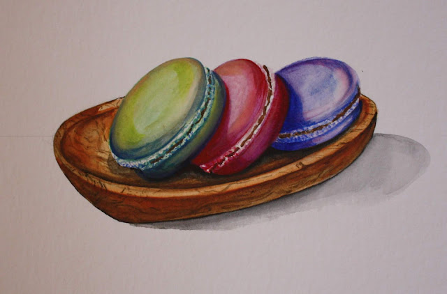 watercolor, aquarelle illustration, art, artist, Sarah Loecker Art, macroon, painting desserts