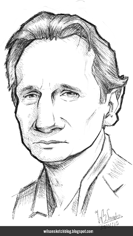 Caricature sketch of Liam Neeson.