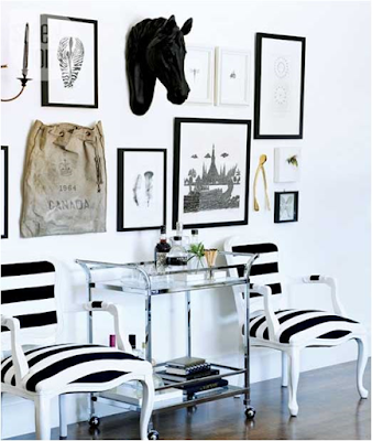 creative home interior design black and white stripes chairs