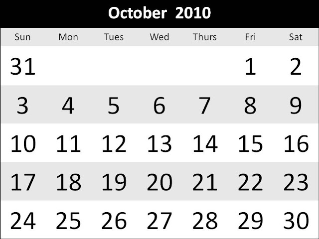 calendar 2010 october. Free Singapore 2010 October