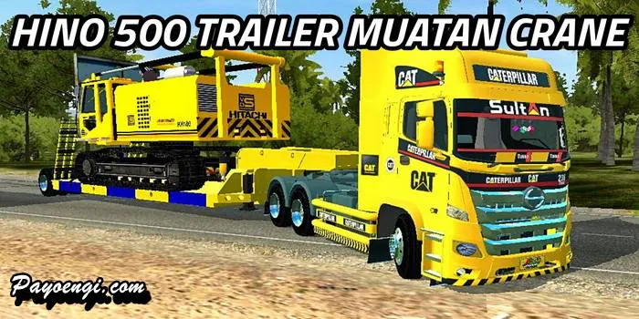 mod hino trailer muatan crane