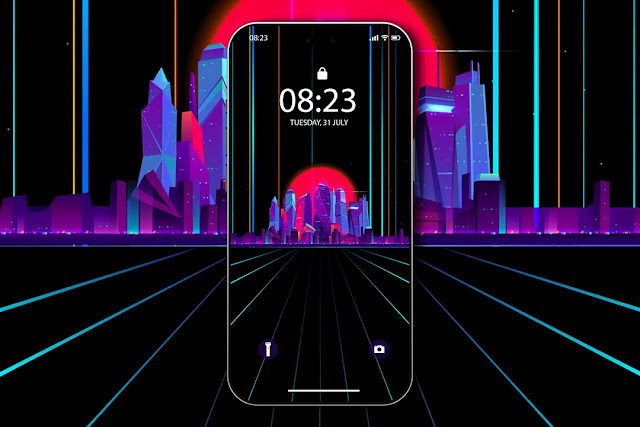 oled wallpaper iphone 4k of a futuristic city